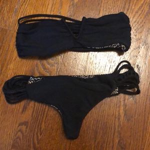 Acacia Swimwear Black Strappy Bikini Set